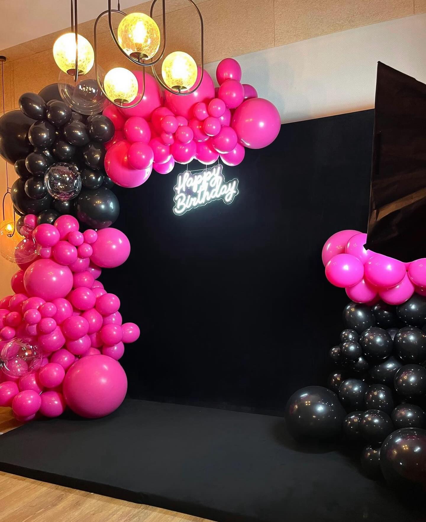 Black & pink birthday · square backdrop